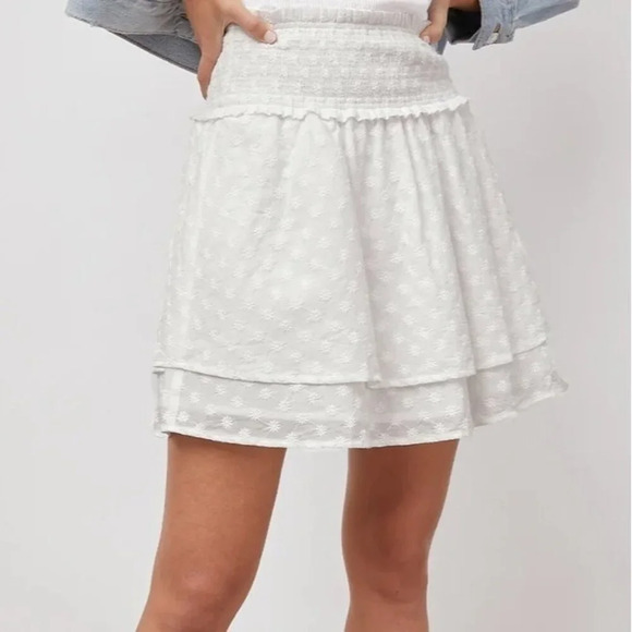 Rails Addison Skirt White Embroidered Daisies Mini Cottagecore - Picture 1 of 9